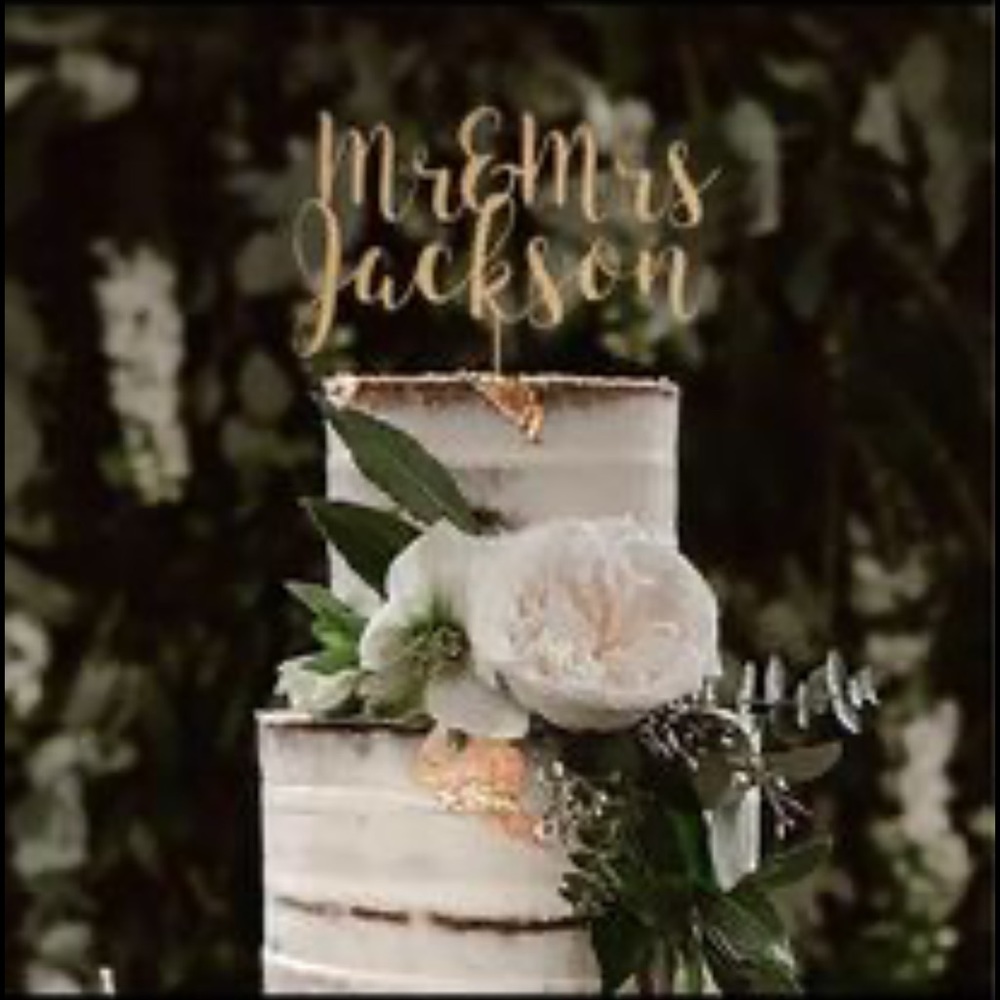 Mr. & Mrs. Thompson Wedding Cake Topper, Sash, Wood Number Countdown
